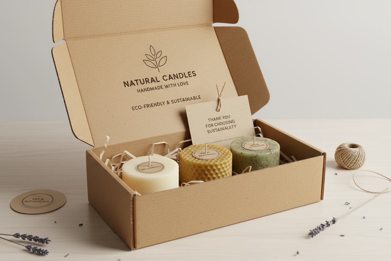 natural candles postage box